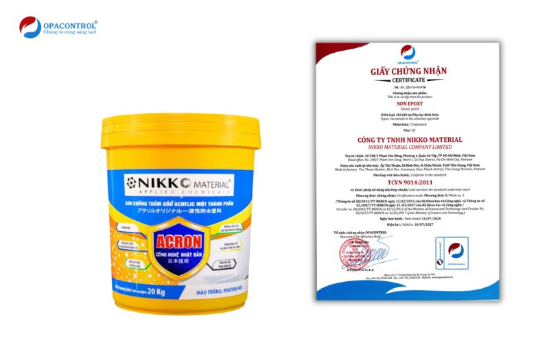 Giấy chứng nhận hợp chuẩn sơn Epoxy OPACONTROL cấp cho khách hàng 
