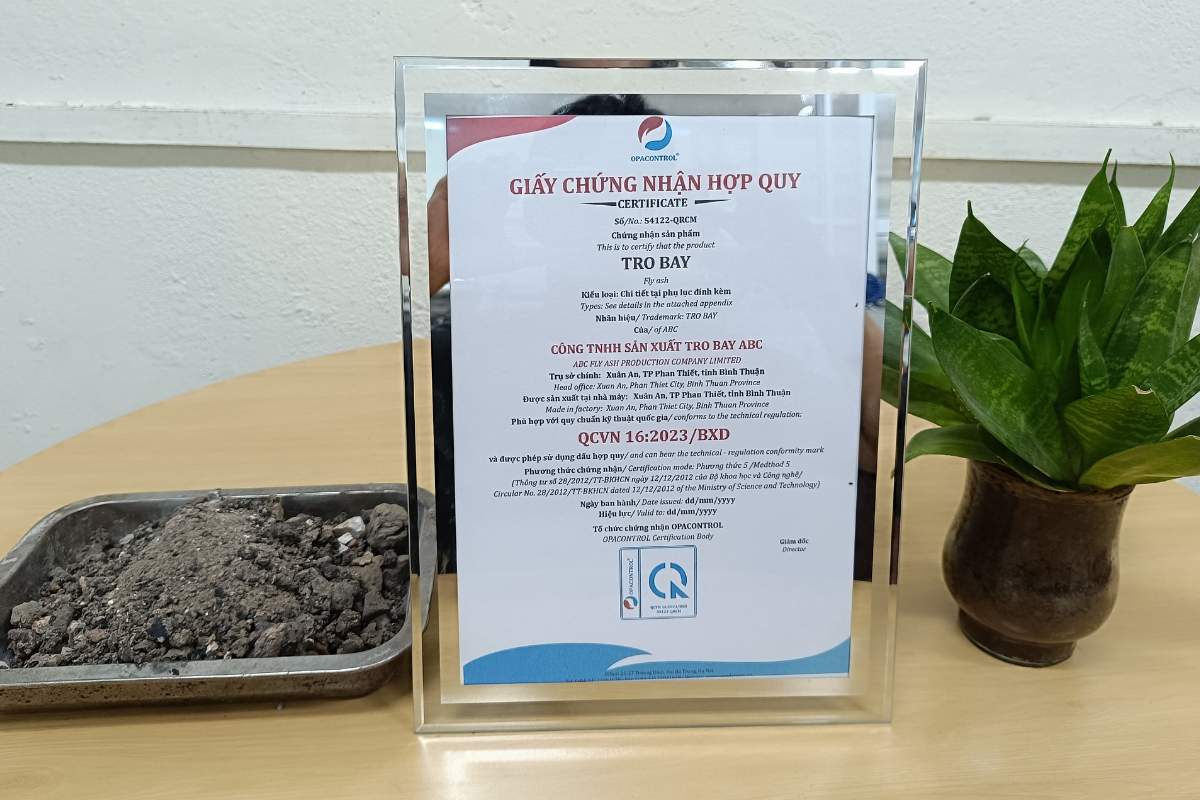 Mẫu giấy Chứng nhận hợp quy sản phẩm tro bay theo QCVN 16:2023/BXD
