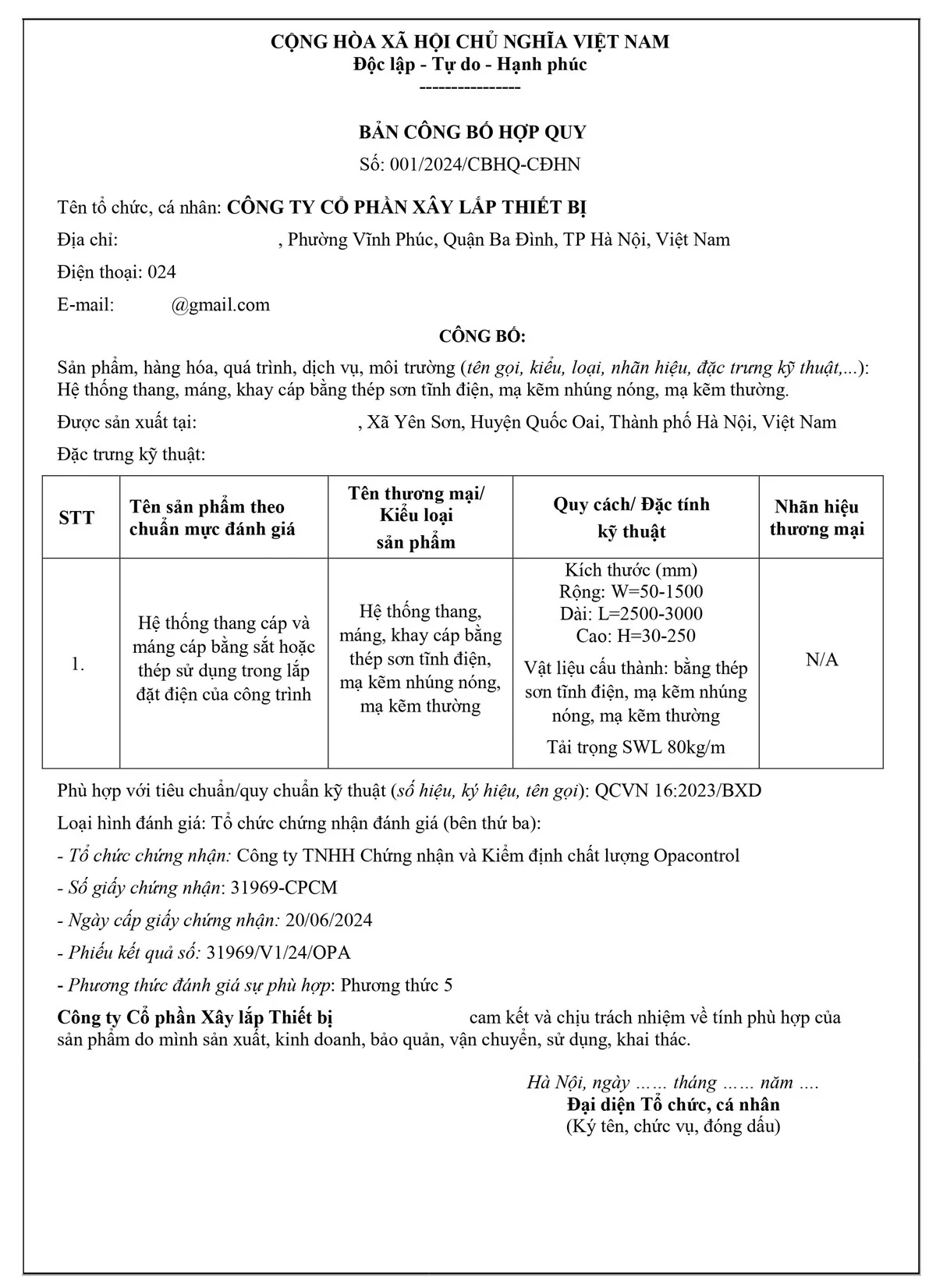 Công bố hợp quy