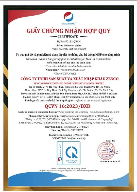 Giấy chứng nhận OPACONTROL