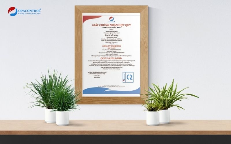 Giấy chứng nhận hợp quy gạch bê tông - gạch không nung OPACONTROL cung cấp