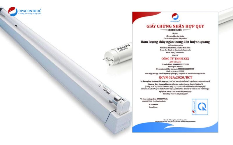 Giấy chứng nhận hợp quy hàm lượng thủy ngân trong đèn huỳnh quang OPACONTROL cấp 