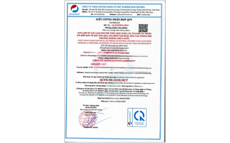 Giấy chứng nhận phương thức 1