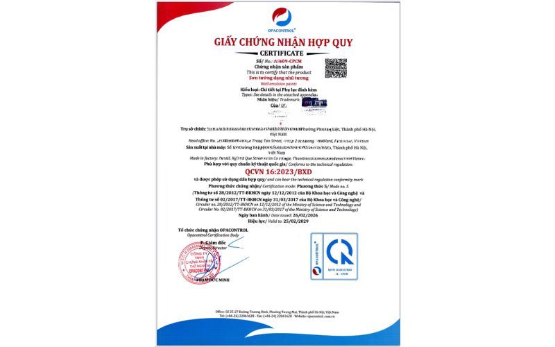 Giấy chứng nhận hợp quy phương thức 5 