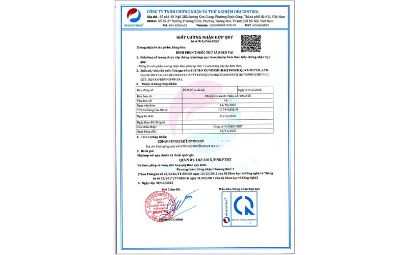 Giấy chứng nhận hợp quy phương thức 7