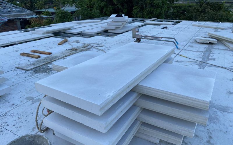 Lấy mẫu thử nghiệm cơ lý tấm tường bê tông khí chưng áp 