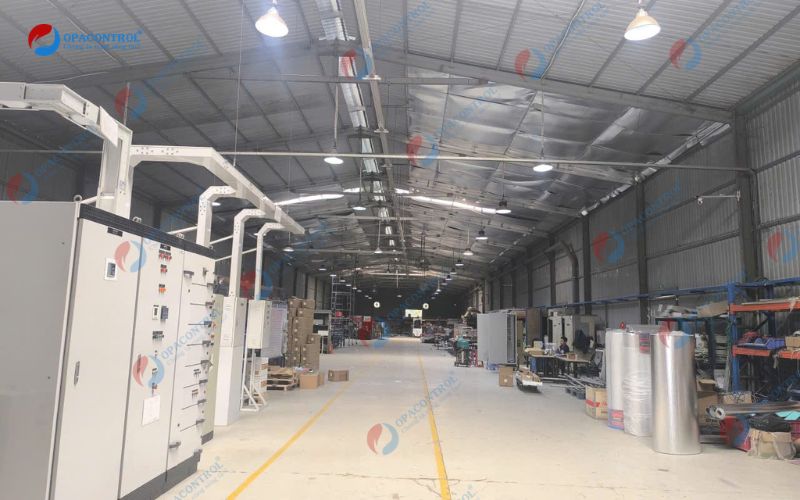 Kho sản xuất thang máng cáp và các sản phẩm của Công Ty TNHH Thương mại và Sản xuất tủ điện ASP 