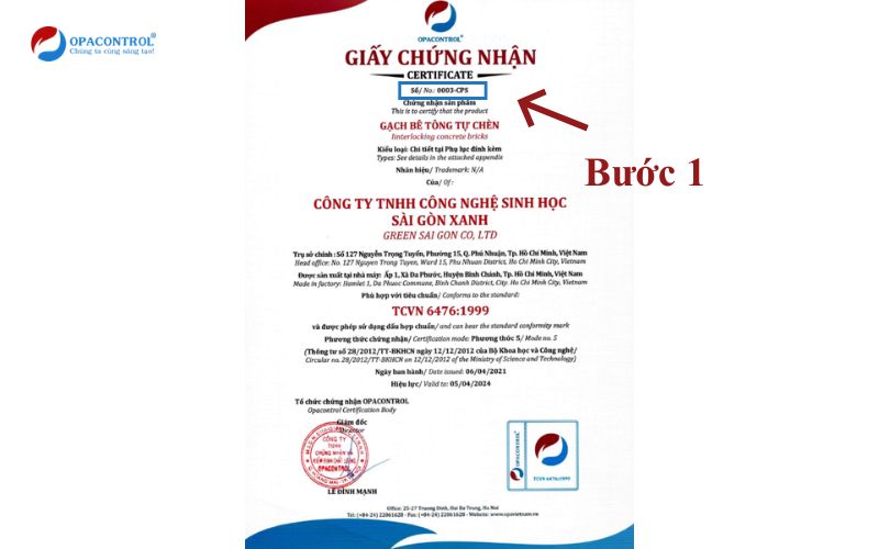Bước 1. Hướng dẫn tìm số chứng nhận 