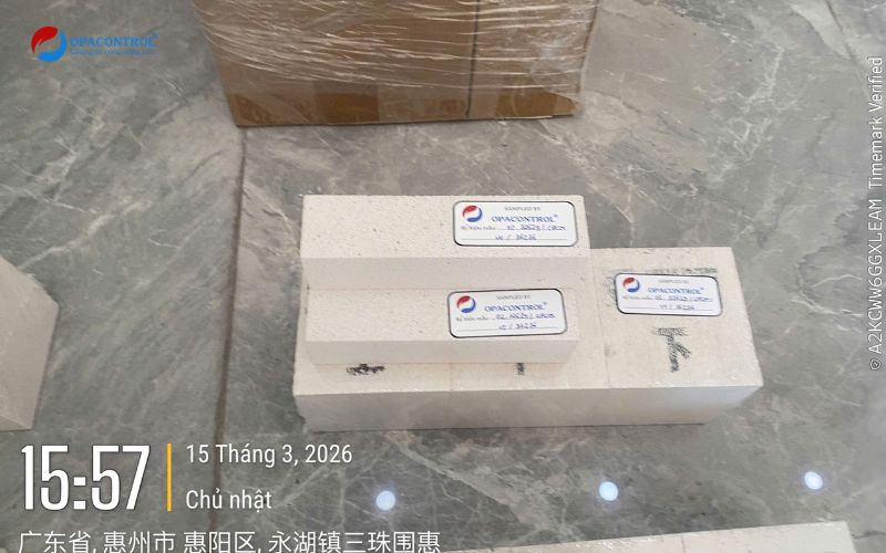 Lấy mẫu thử nghiệm tấm tường bê tông khí chưng áp cho khách hàng Tín Thành tại Trung Quốc